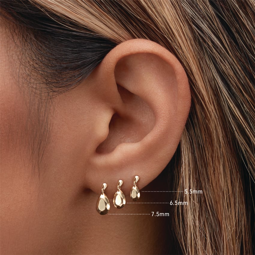 Faceted Gold Pear Threaded Charm Earring