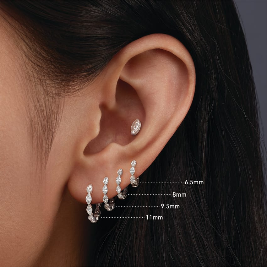 Invisible Set Diamond Marquise Eternity Hoop Earring