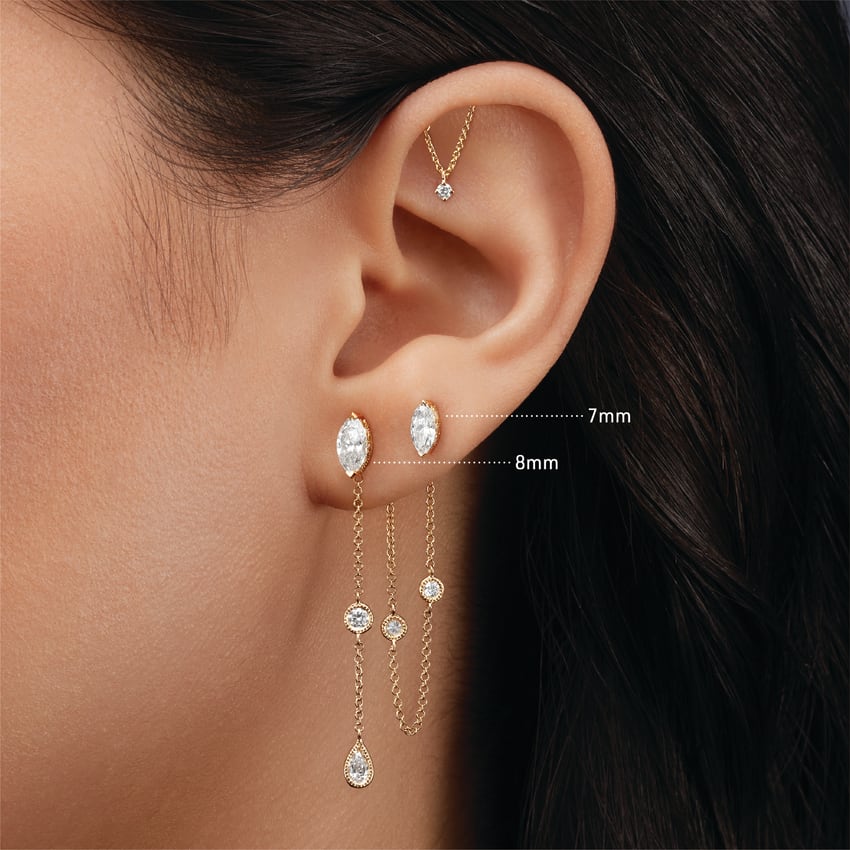 Marquise Diamond Stud Earring