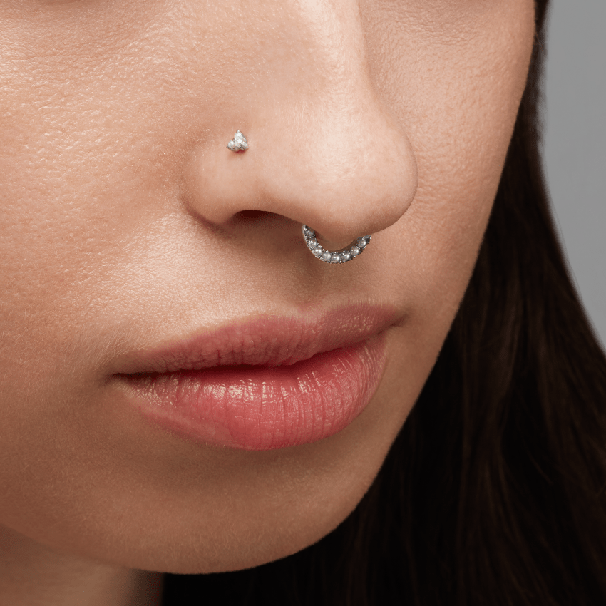 Pearl Horizontal Eternity Hoop Earring