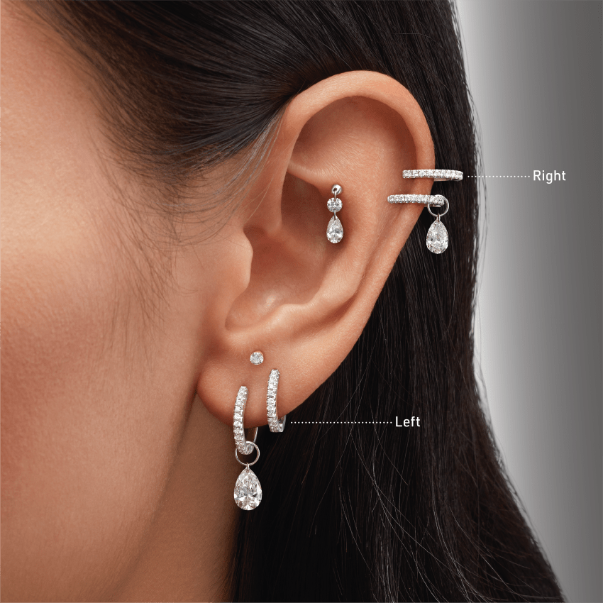 Diamond Double Linked Eternity Hoop Earring and Cuff