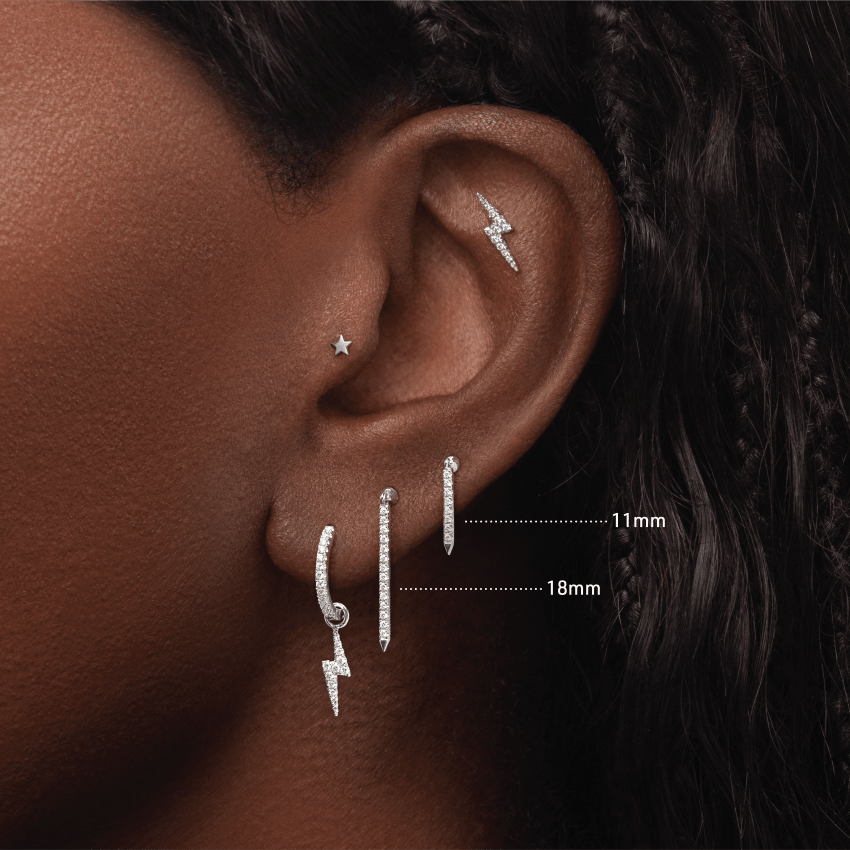 Diamond Eternity Bar Charm Threaded Stud Earring With Titanium Backing