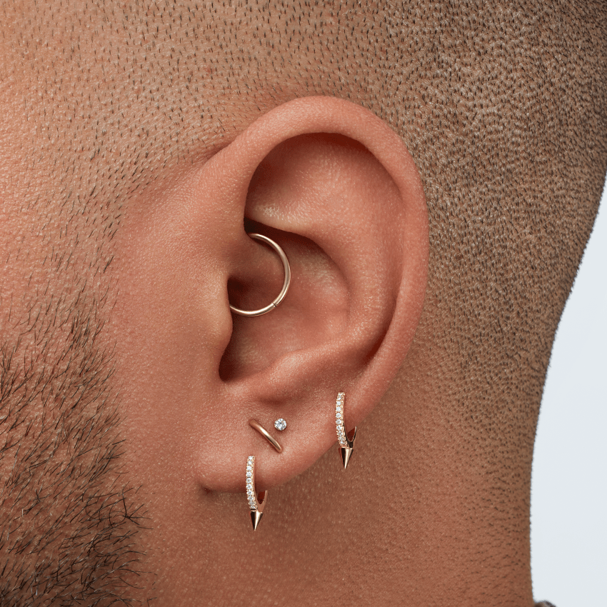 Single Short Spike Diamond Eternity Hoop Earring