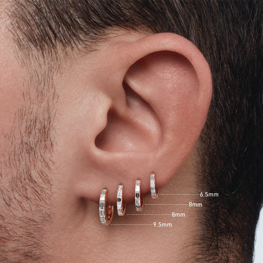 Invisible Set Baguette Diamond Eternity Hoop Earring