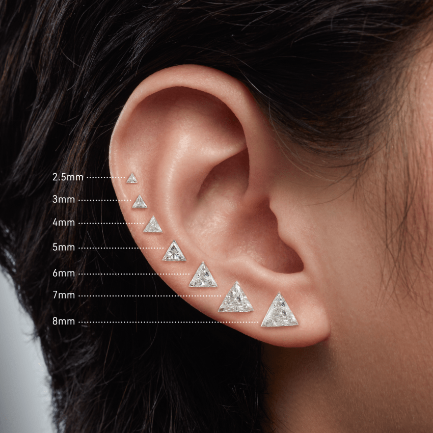 Invisible Set Triangle Diamond Threaded Stud Earring