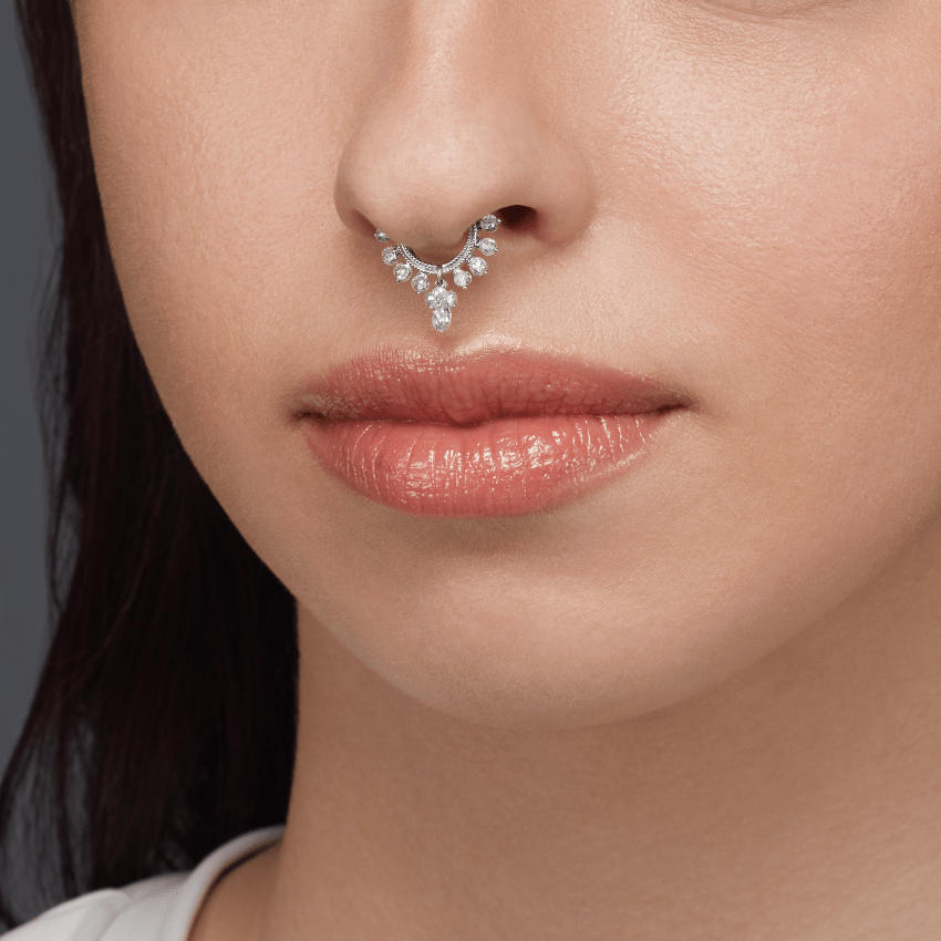 Diamond Coronet with Briolette Hoop Earring