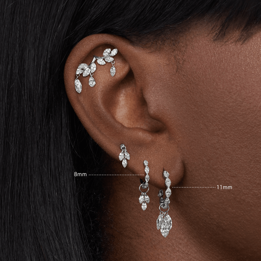 Invisible Set Diamond Marquise Eternity Hoop Earring