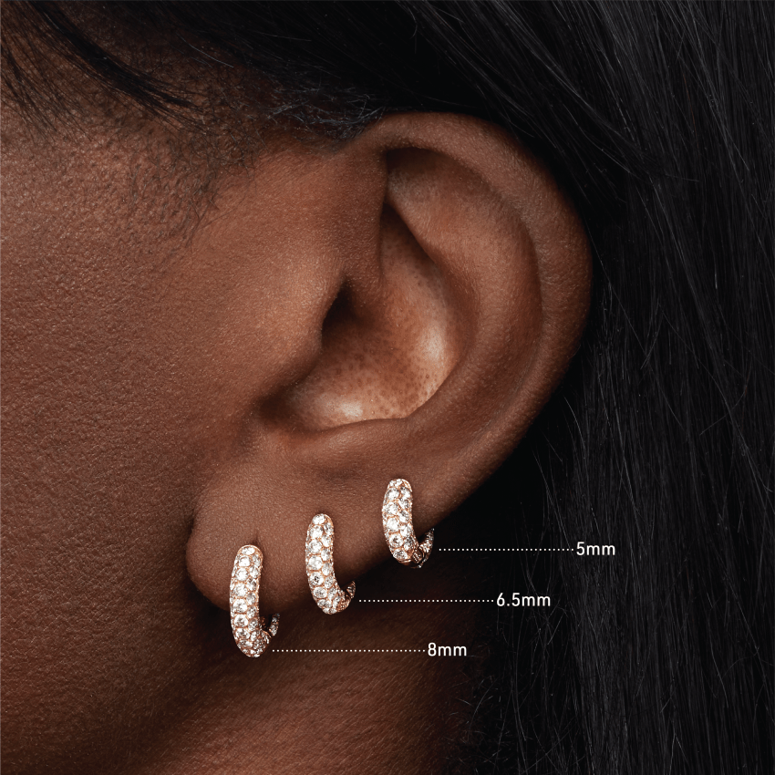 Invisible Set Diamond Three Row Pavé Hoop Earring