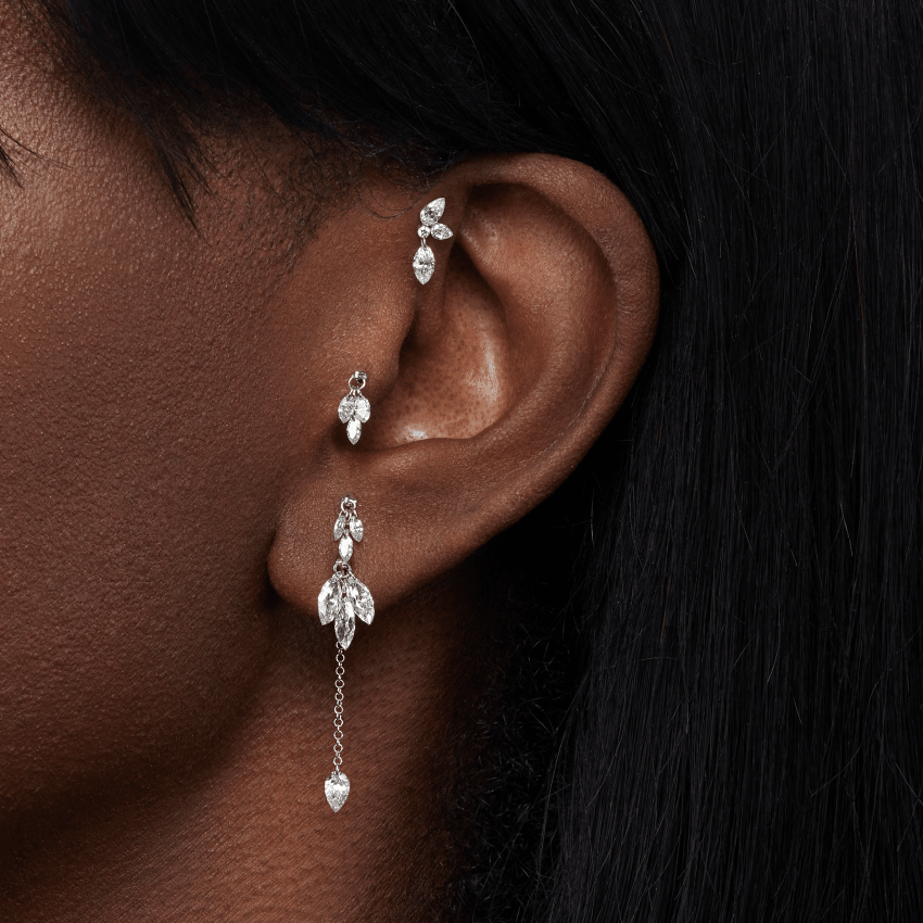 Marquise Pear Diamond Echo Threaded Stud Earring With Titanium Backing