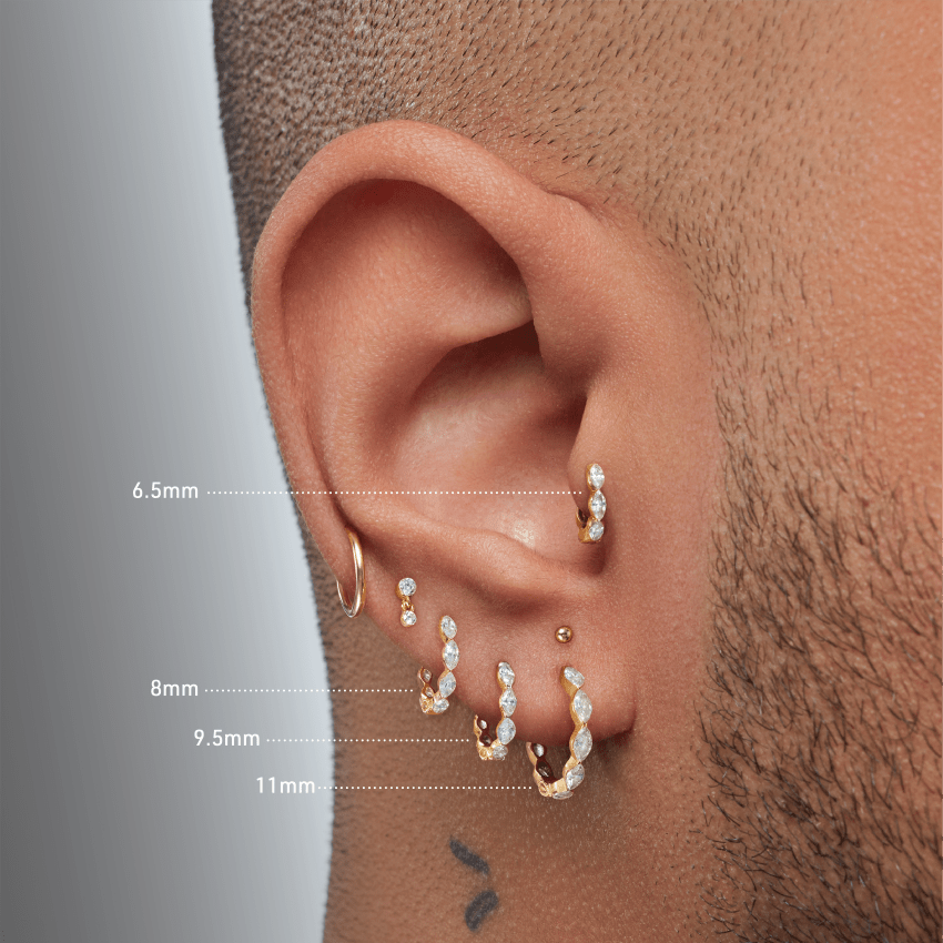 Invisible Set Diamond Marquise Eternity Hoop Earring