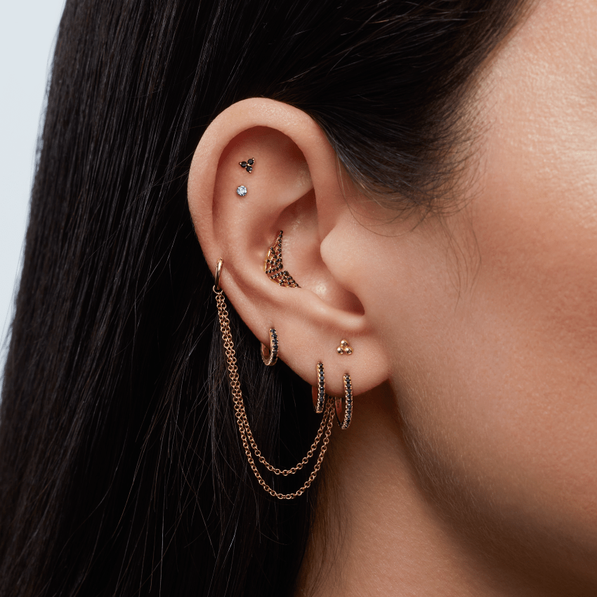 Black Diamond Web Threaded Stud Earring