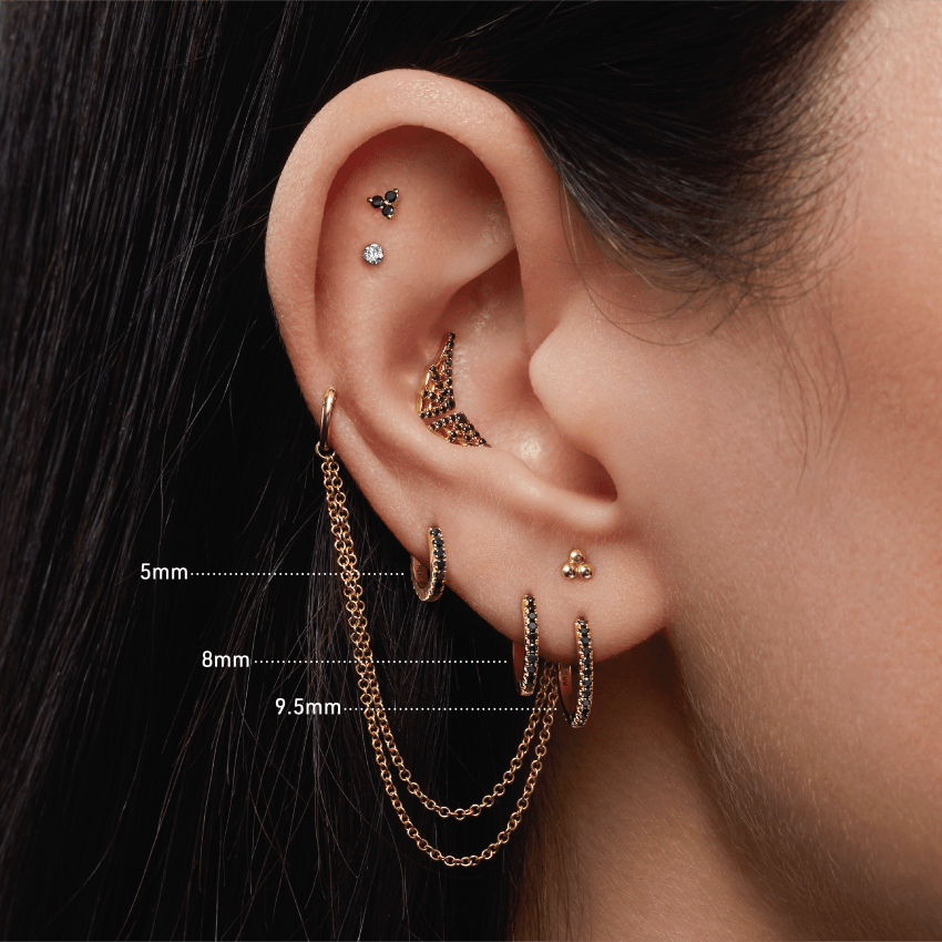 Black Diamond Eternity Hoop Earring