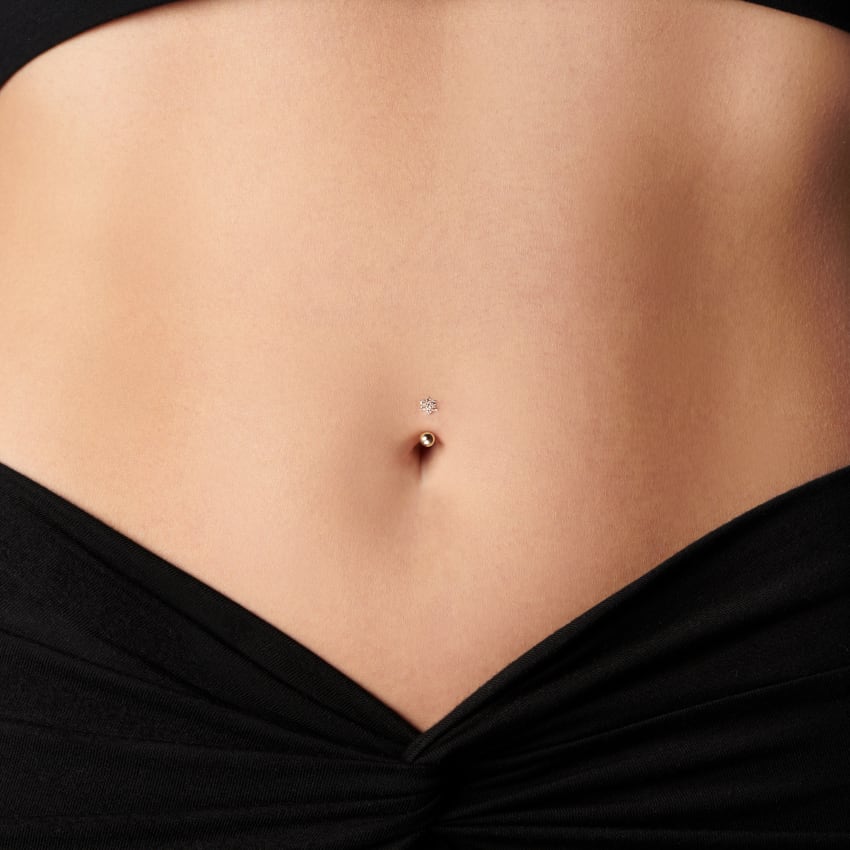 4.5mm Cubic Zirconia Flower and 4mm Gold Ball Navel Barbell