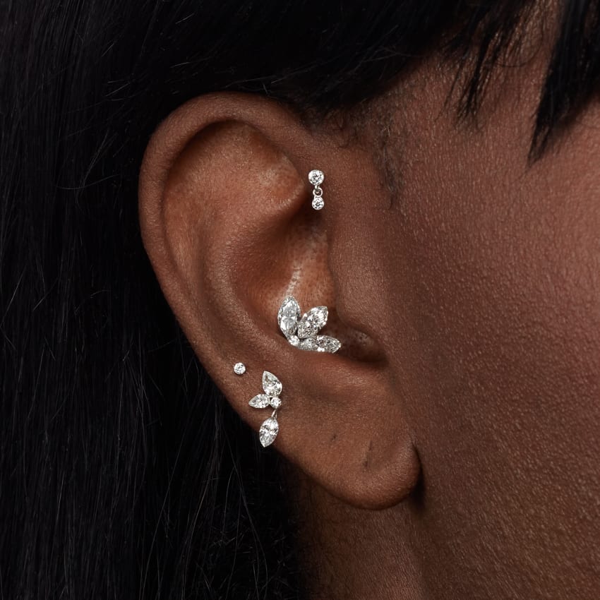 Invisible Diamond Lotus Threaded Stud Earring With Titanium Backing