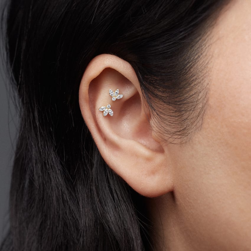 Invisible Diamond Lotus Threaded Stud Earring