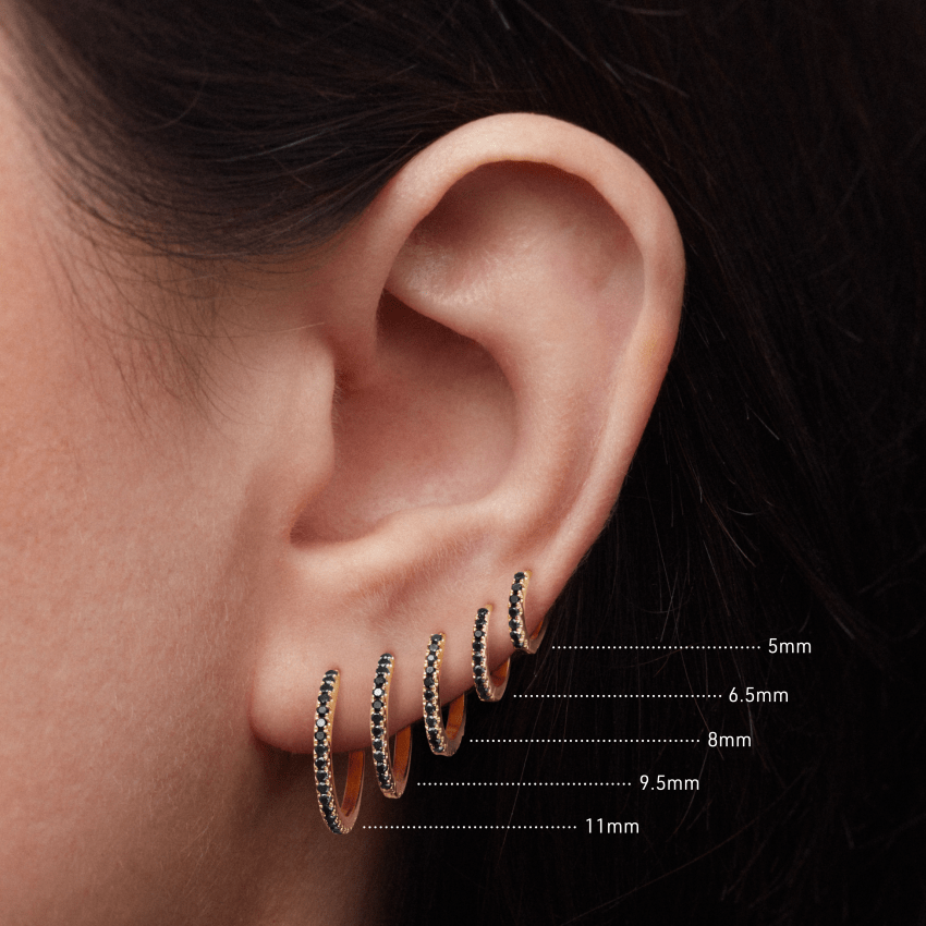 Black Diamond Eternity Hoop Earring