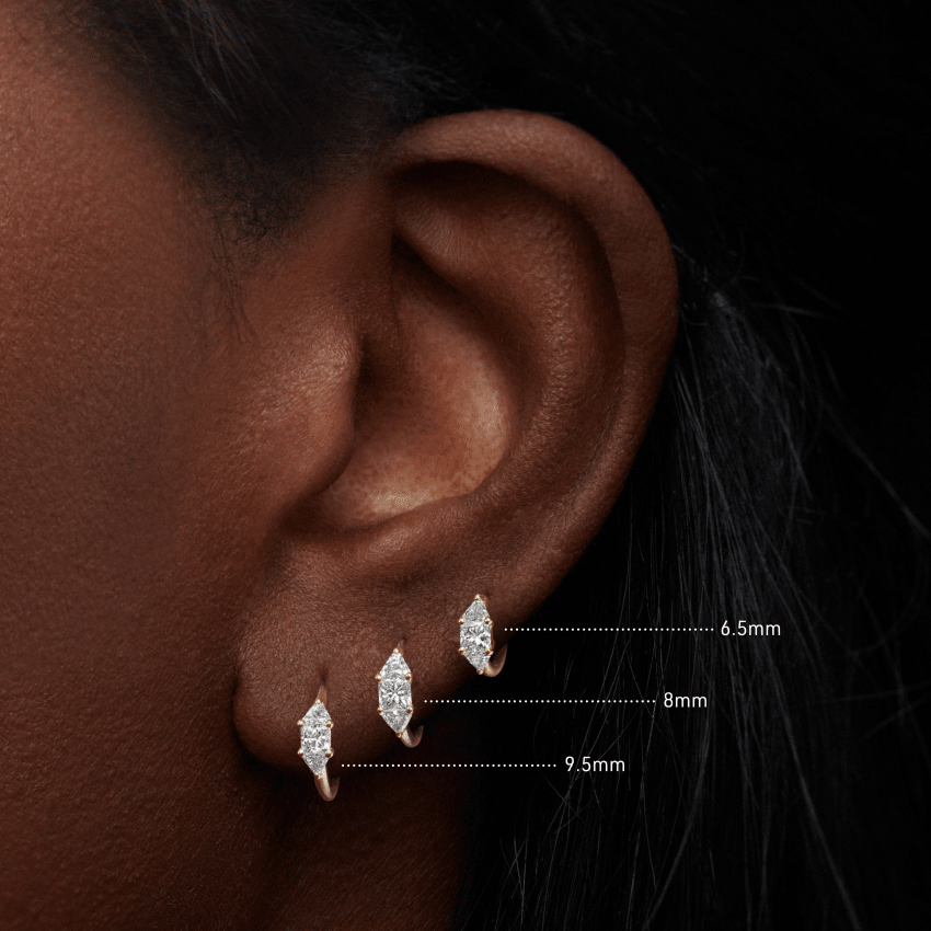 3mm Diamond Princess Triangle Hoop Earring (Non-Rotating)