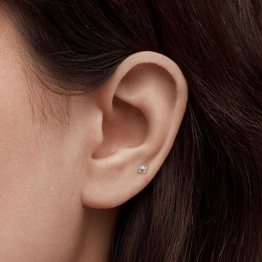Diamond Butterfly Threaded Stud Earring