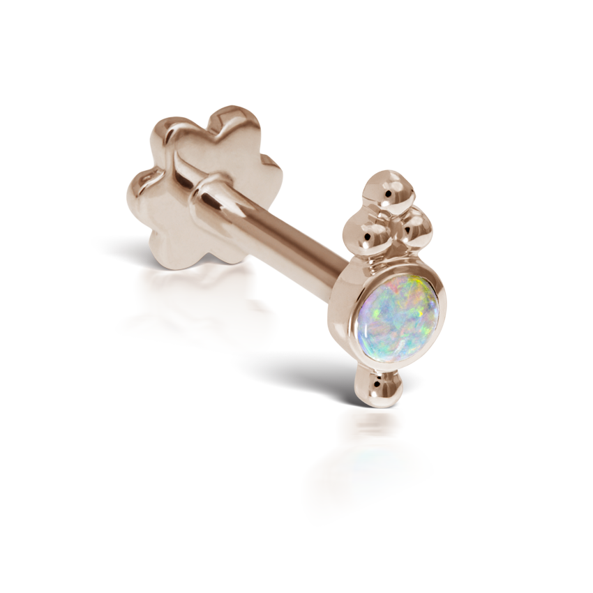 Opal Four Ball Trinity Threaded Stud Earring With Titanium Backing