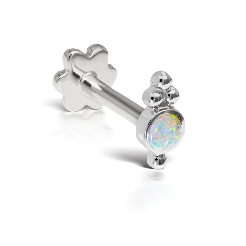 Opal Four Ball Trinity Threaded Stud Earring With Titanium Backing