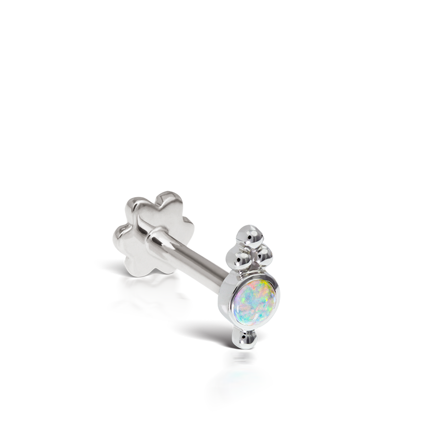 Opal Four Ball Trinity Threaded Stud Earring With Titanium Backing