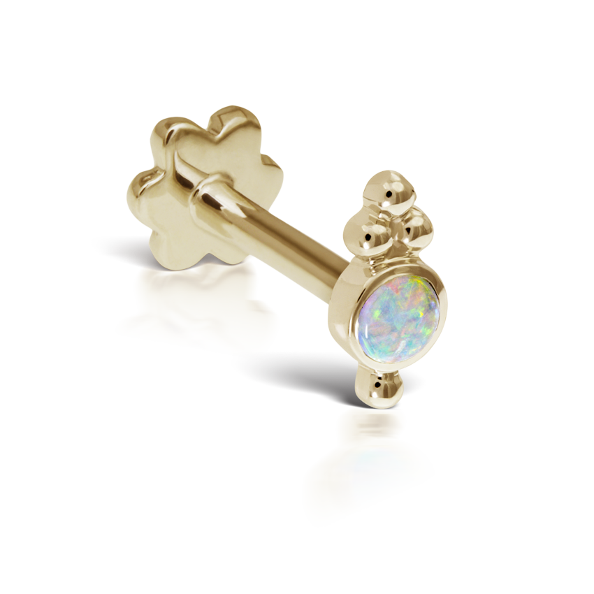 Opal Four Ball Trinity Threaded Stud Earring With Titanium Backing
