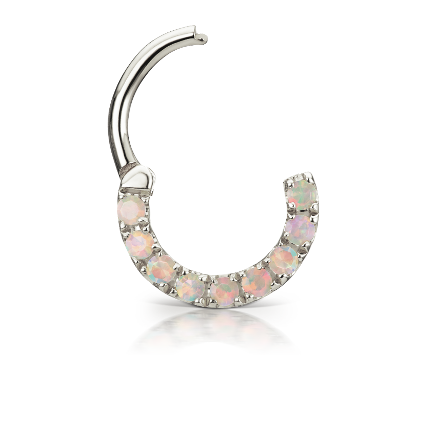 Opal Horizontal Eternity Hoop Earring