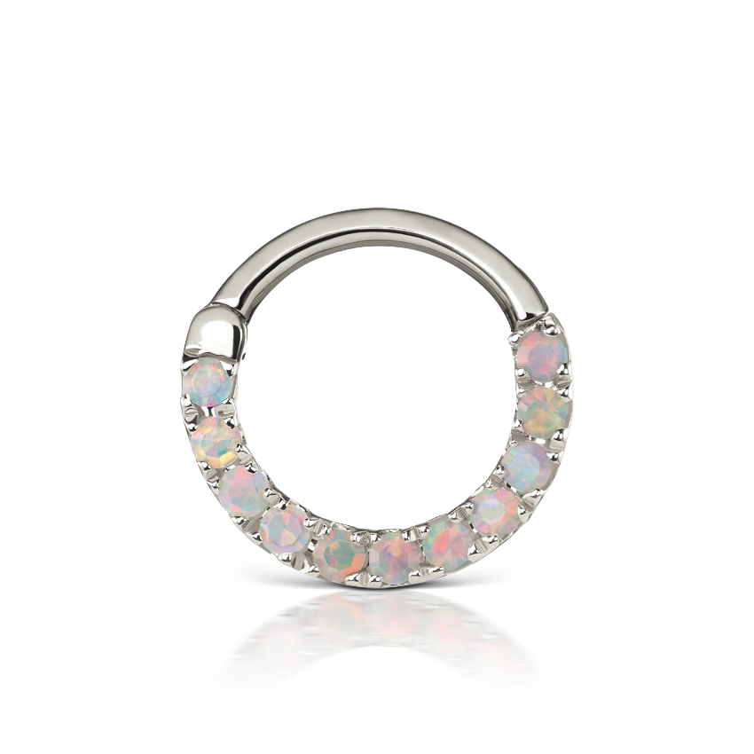 Opal Horizontal Eternity Hoop Earring