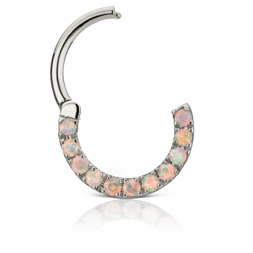 Opal Horizontal Eternity Hoop Earring
