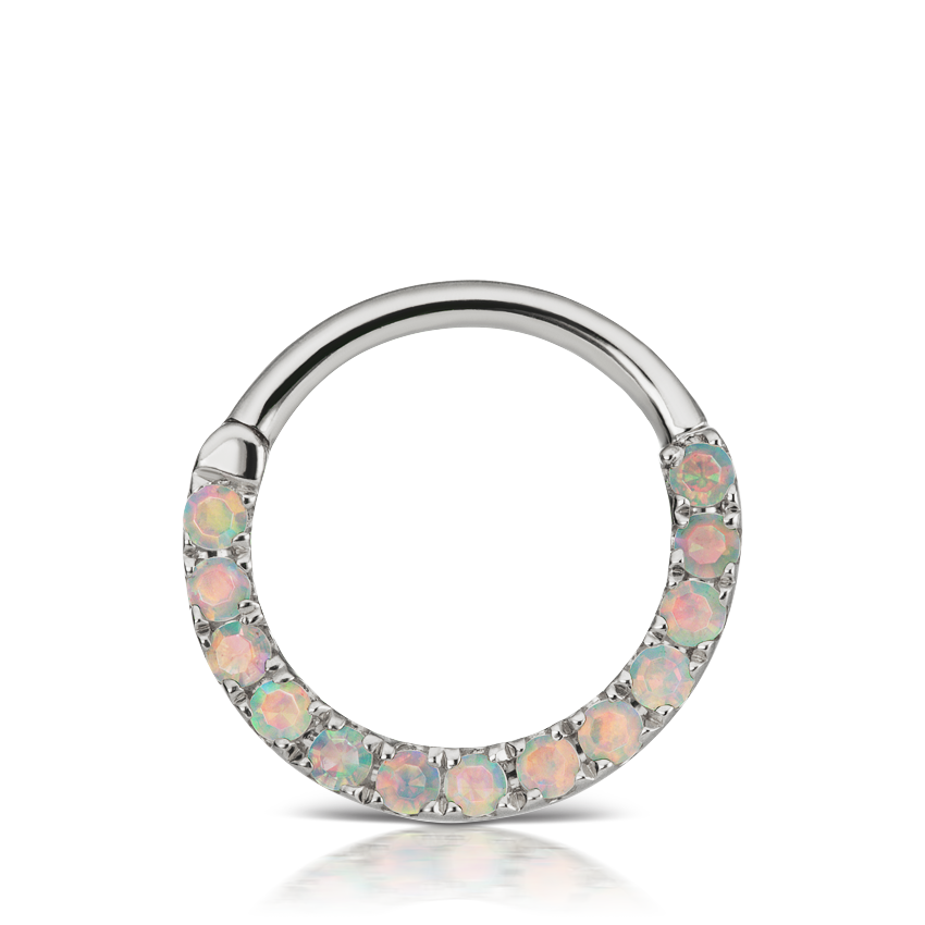 Opal Horizontal Eternity Hoop Earring