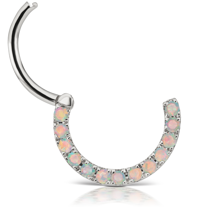 Opal Horizontal Eternity Hoop Earring