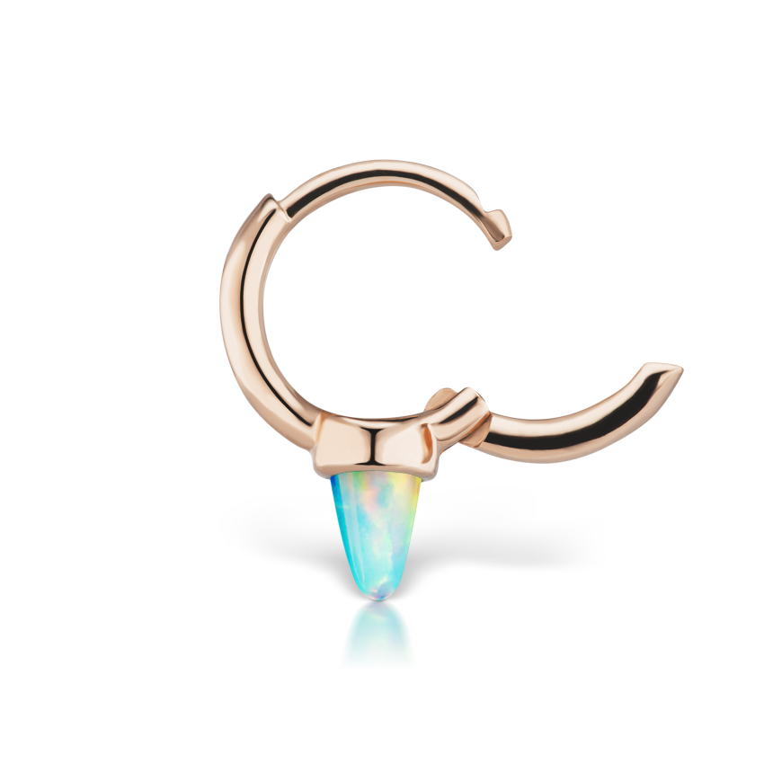 Opal Single Short Spike Hoop Earring (Non-Rotating)