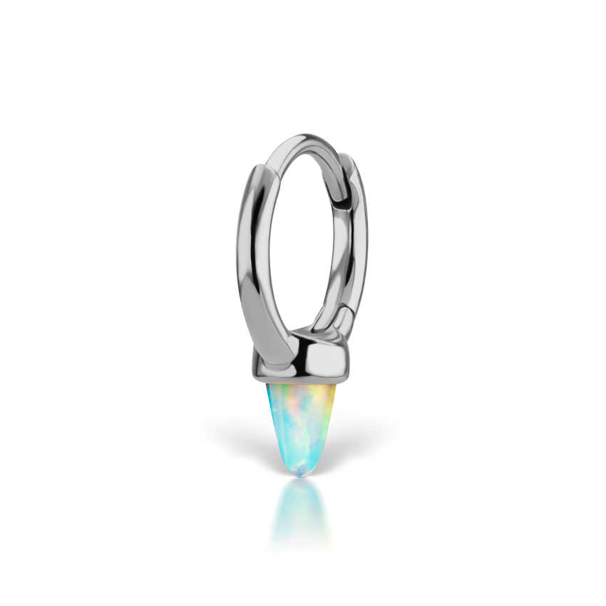 opal-single-short-spike-hoop-earring-non-rotating-white-gold-6.5mm-er1spop-wg-d65-a