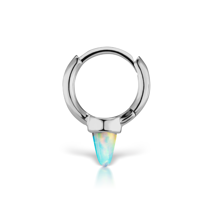 opal-single-short-spike-hoop-earring-non-rotating-white-gold-6.5mm-er1spop-wg-d65-b