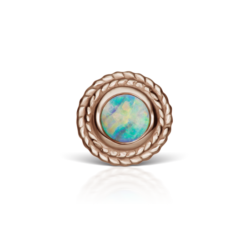 Opal Thin Braid Threaded Stud Earring With Titanium Backing