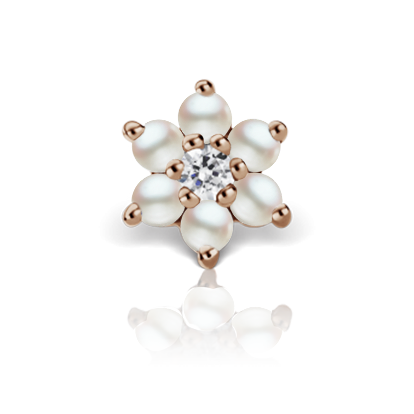 Pearl and Diamond Flower Stud Earring