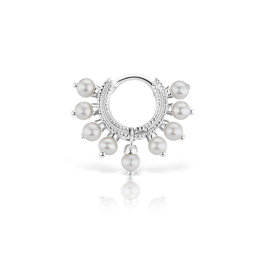 Pearl Coronet Hoop Earring