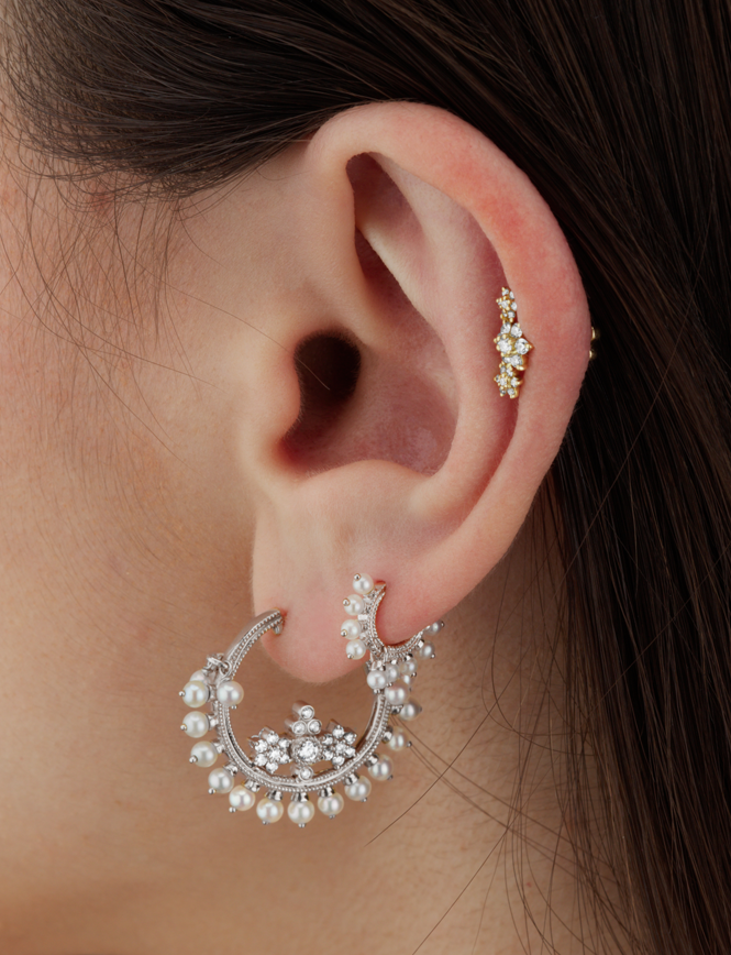 Pearl Coronet Hoop Earring