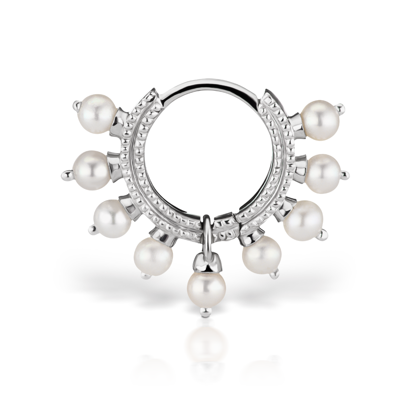 Pearl Coronet Hoop Earring