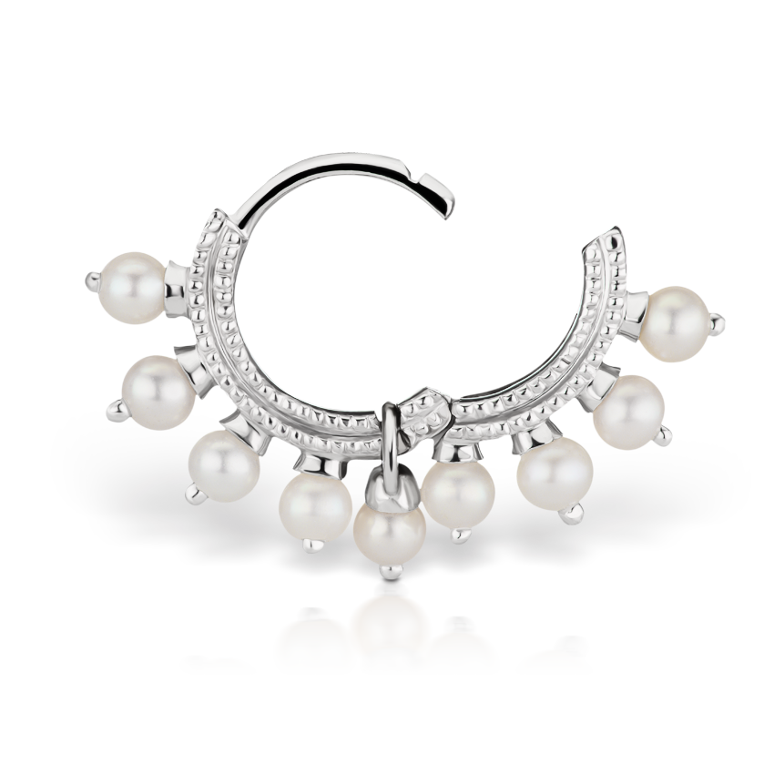 Pearl Coronet Hoop Earring