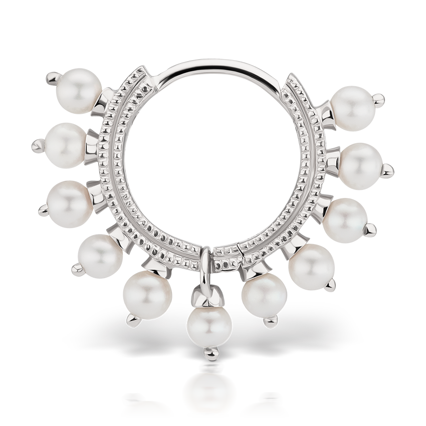 Pearl Coronet Hoop Earring