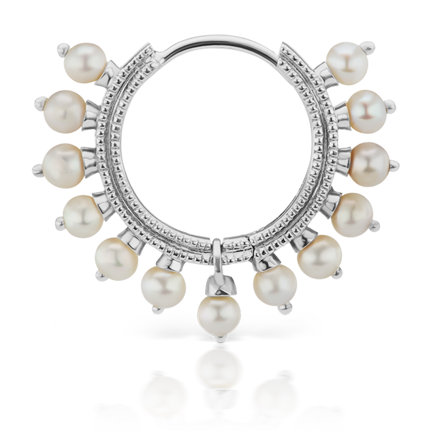 Pearl Coronet Hoop Earring