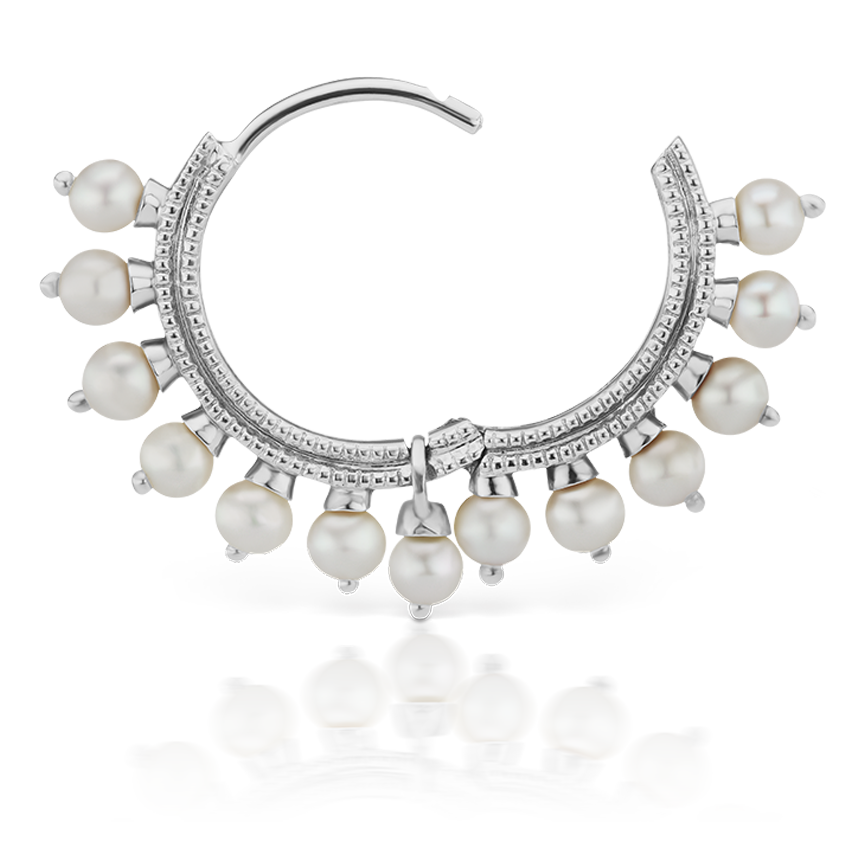 Pearl Coronet Hoop Earring