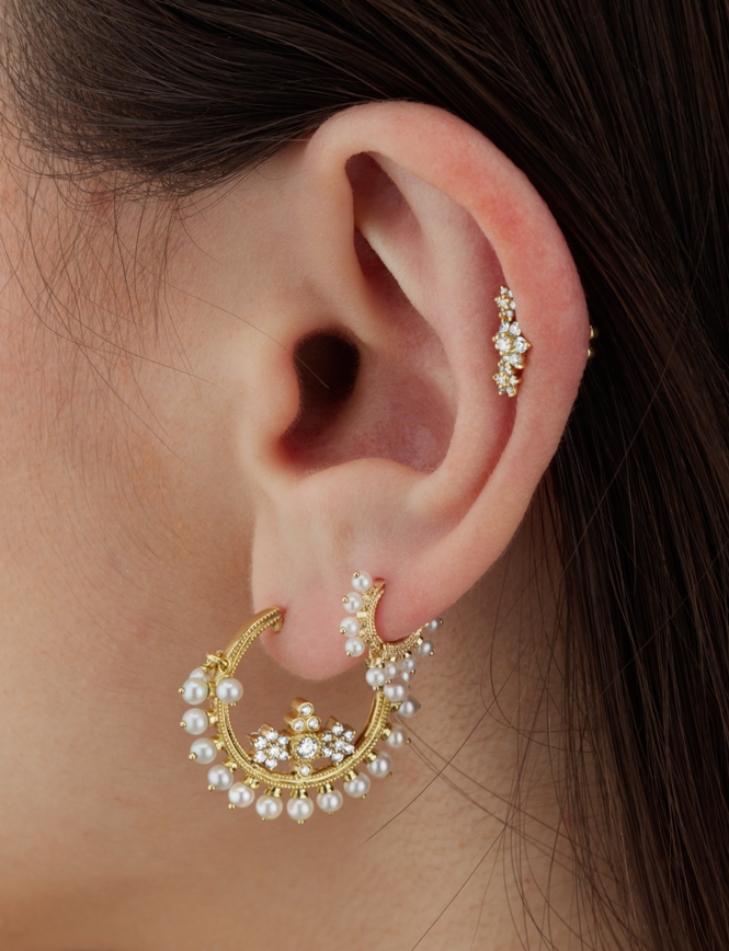 Pearl Coronet Hoop Earring