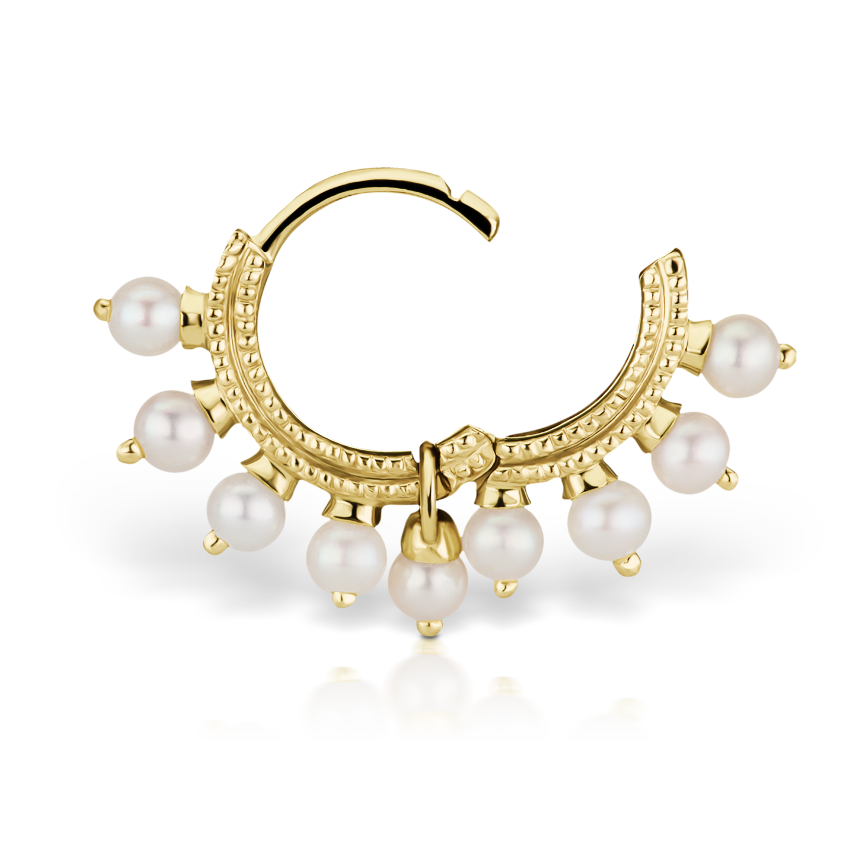 Pearl Coronet Hoop Earring