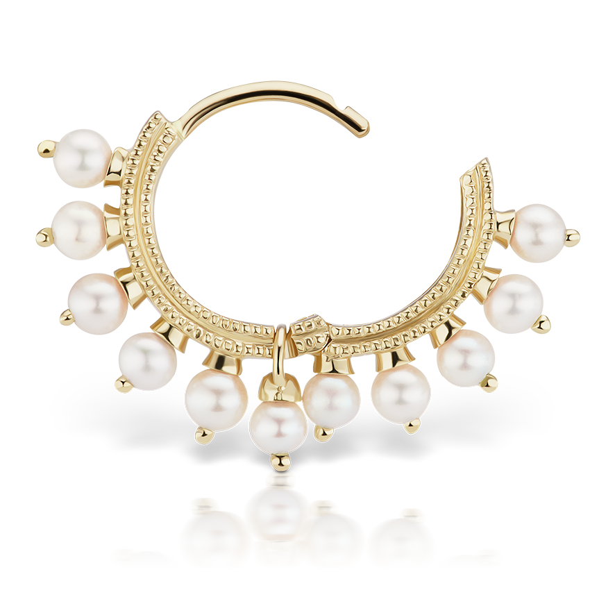 Pearl Coronet Hoop Earring