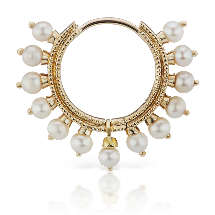 Pearl Coronet Hoop Earring