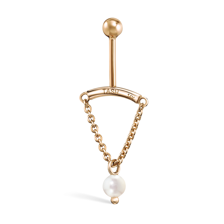 Pearl Drape Threaded Stud Earring With Titanium Backing