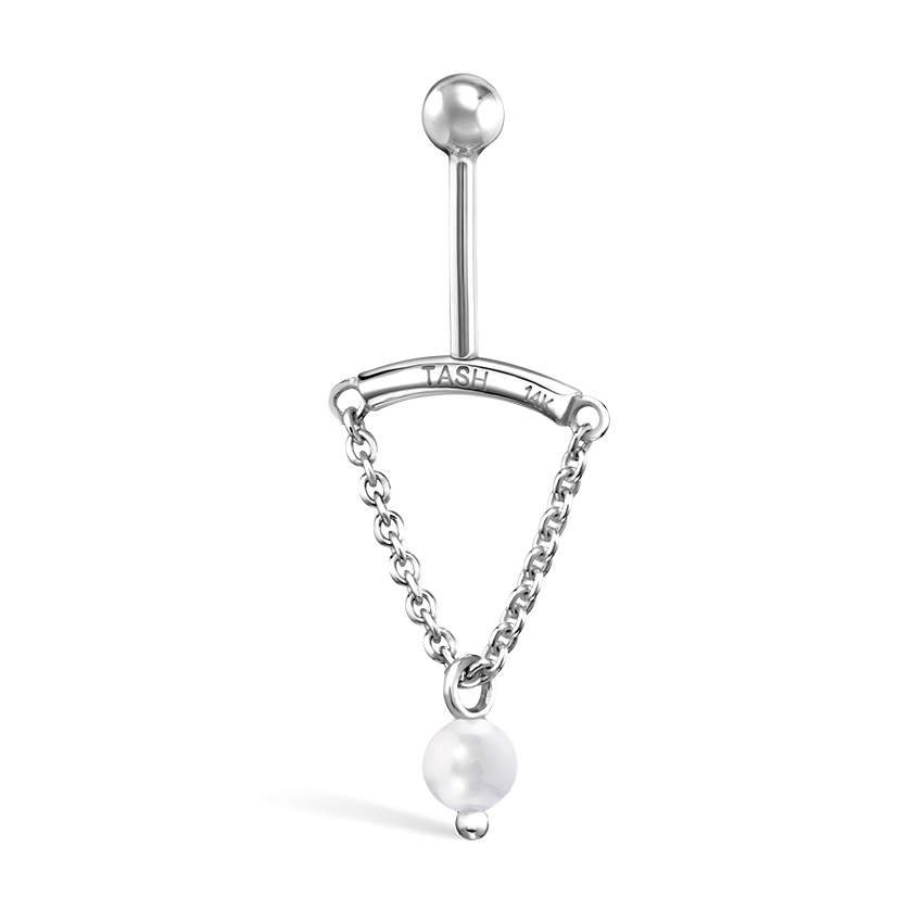 Pearl Drape Threaded Stud Earring With Titanium Backing