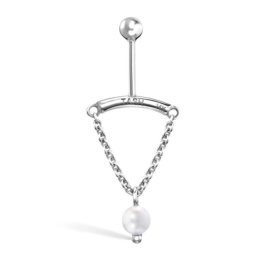 Pearl Drape Threaded Stud Earring With Titanium Backing